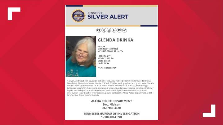 Update: TBI cancels Silver Alert after 78-year-old Glenda Drinka found safe