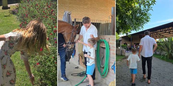 Caballos, flores y amor: así fue la tarde campestre de Benjamín Vicuña y sus hijos después de más de un mes separados