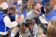Dodgers' Clayton Kershaw cries with wife, kids after World Series win