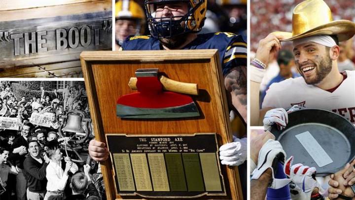 Inside weird and wonderful college football rivalry trophies