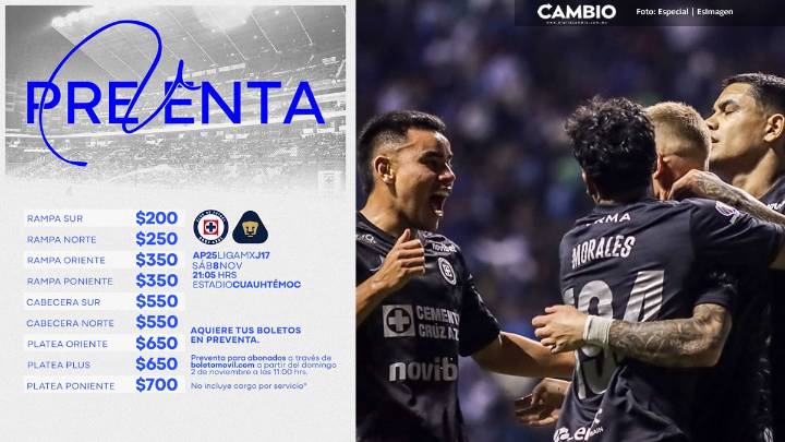 Arranca preventa para el Cruz Azul vs Pumas en el Cuauhtémoc con boletos desde 200 pesitos