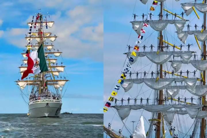 Video: Decenas de embarcaciones despiden al Buque Escuela Cuauhtémoc en el puerto de Progreso