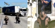 Trailero en Brasil bloquea carretera; traía una supuesta bomba amarrada a su cuerpo