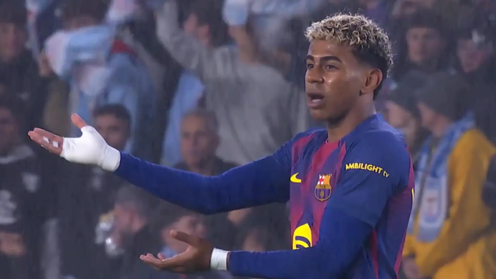 La bronca de Lamine Yamal tras encajar un gol del Celta de Vigo: "¿Qué hacemos en el medio campo?"