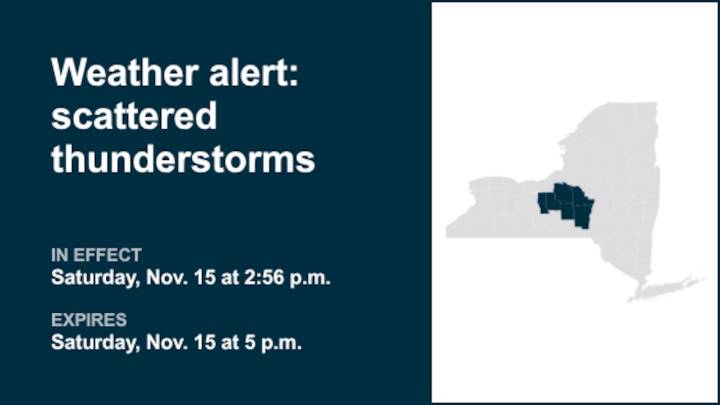 Prepare for scattered thunderstorms in New York early Saturday evening