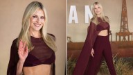 Ali Larter wears burgundy bralette and sheer cape at 'Landman' premiere