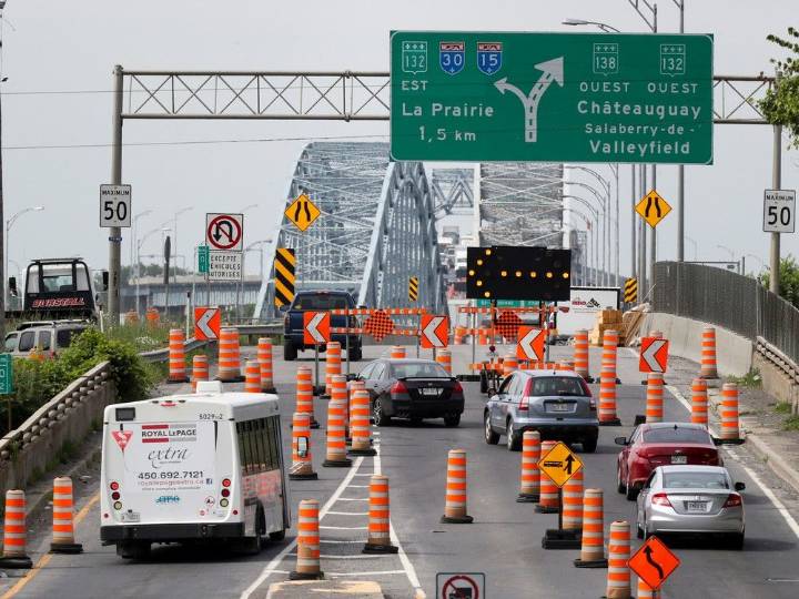 Weekend traffic: Mercier Bridge down to one lane