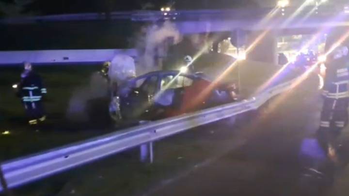 Impactante choque e incendio en la General Paz: un hombre resultó herido