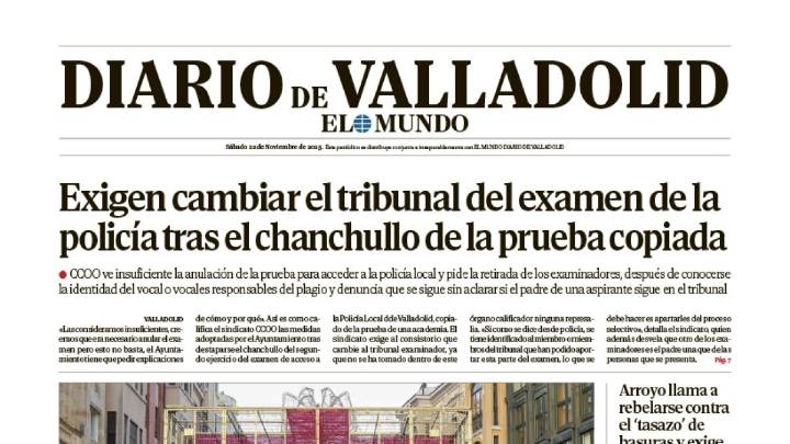 Portada de Diario de Valladolid del 22 de noviembre de 2025