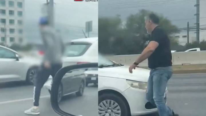 Conductores son captados peleando en plena avenida de Monterrey; causan caos vial