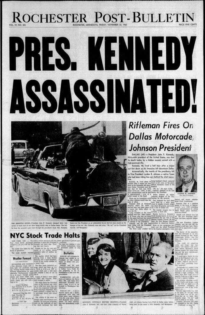 Shocked to a standstill by JFK's assassination, the region united in disbelief, grief and anger