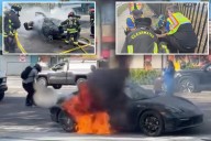 Good Samaritans pull 74-year-old man out of burning Porsche: video