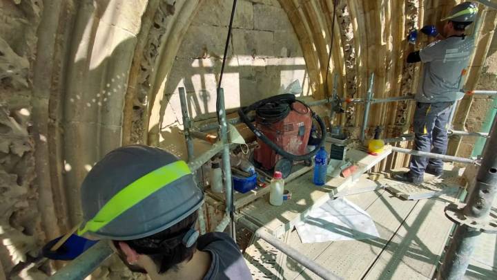 Restaurada la portada lateral de una de las iglesias góticas más espectaculares de Teruel