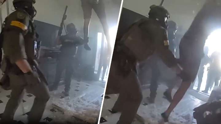 Video shows hiding suspect fall through ceiling and into arms of Florida SWAT