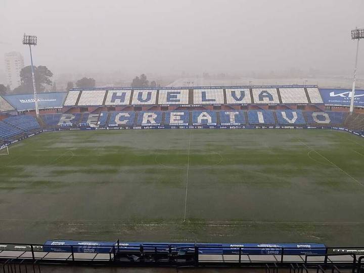La borrasca Claudia pasó también por el estadio Nuevo Colombino