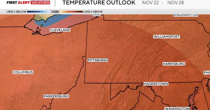 Temperatures remain mild in the Pittsburgh area on Saturday morning with some showers possible