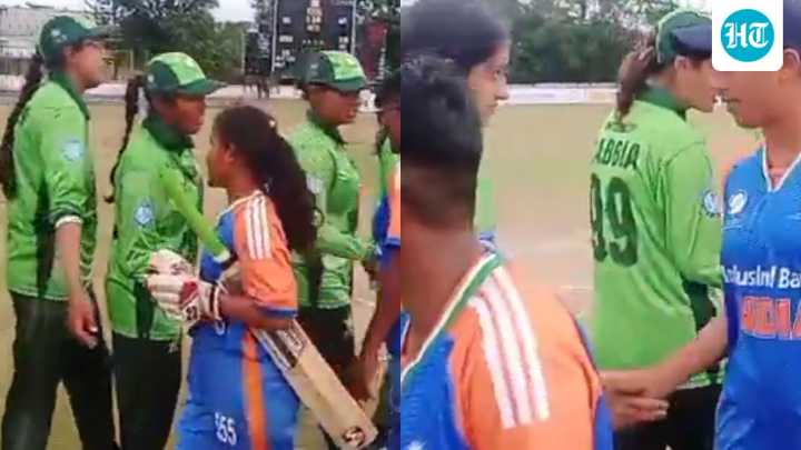 Handshake between India and Pakistan: Blind women's teams display sportsmanship