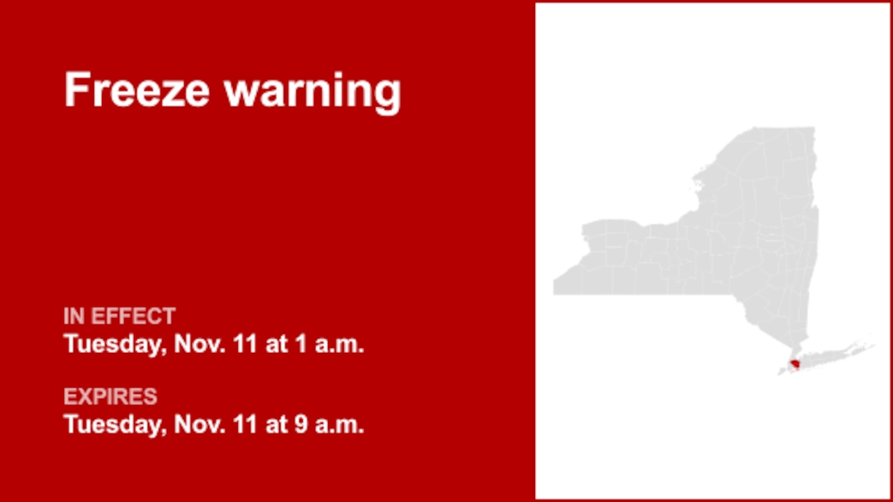 NYC weather: Freeze warning in place for Queens for Tuesday