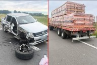 Ruta 14: una camioneta sufrió graves daños materiales tras chocar un camión y una mujer resultó herida