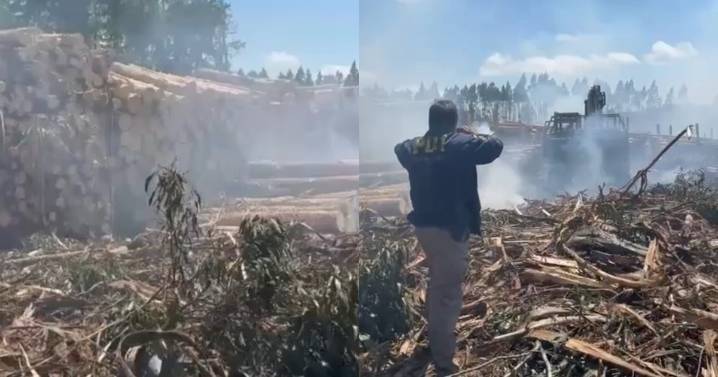 Atentado incendiario en Cunco: queman siete máquinas al interior de un predio
