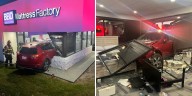 No injuries after car crashes into Centennial mattress store