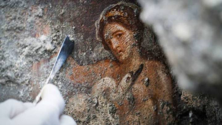 Ancient Roman Erotic Fresco Painting Uncovered In Pompeii