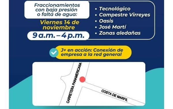 ATENTO AVISO: Mañana cortarán el agua a varias colonias