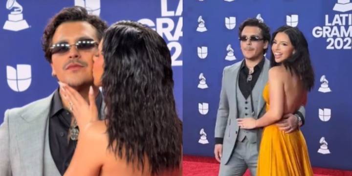 Christian Nodal evita beso de Ángela Aguilar en plena alfombra roja de los Latin Grammy 2025