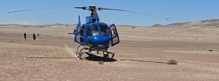 Helicóptero realizó aterrizaje de emergencia en Ruta 5 Norte