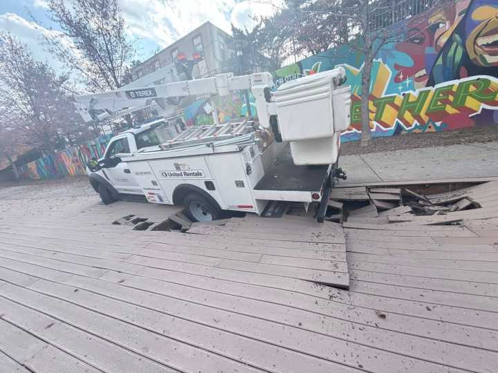 Routine Maintenance Goes Rogue as Truck Tumbles Through Chamblee Rail Trail