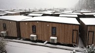 Cortina Olympic Village is a trailer park featuring 400 mobile homes in an alpine valley