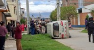 Huancayo: Minivan vuelca luego de violento choque con auto