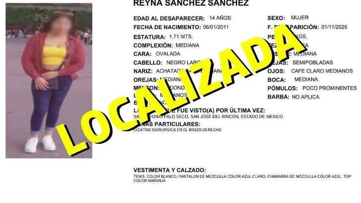 Encuentran a menor con ficha de búsqueda en San Felipe del Progreso