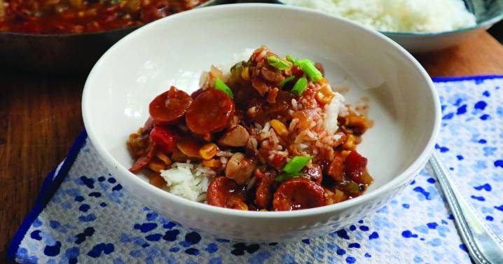 Easy roux-less gumbo features Creole spices, chicken and sausage