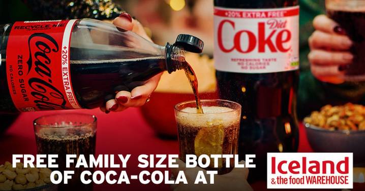 FREE family size bottle of Diet Coke or Coke Zero at Iceland and The Food Warehouse