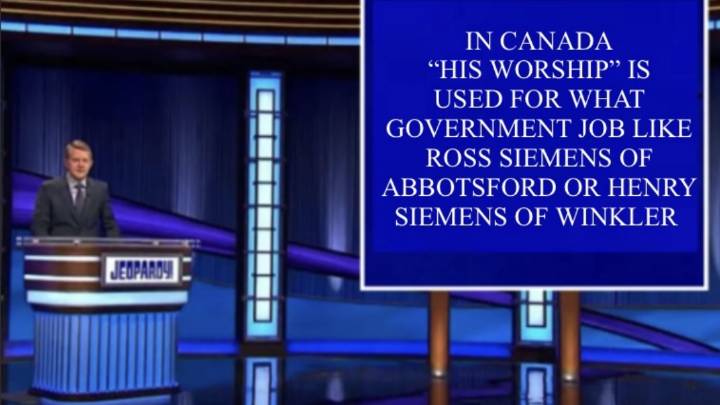 Contestants Stumped as 2 Mennonite Mayors Appear in Jeopardy! Clue