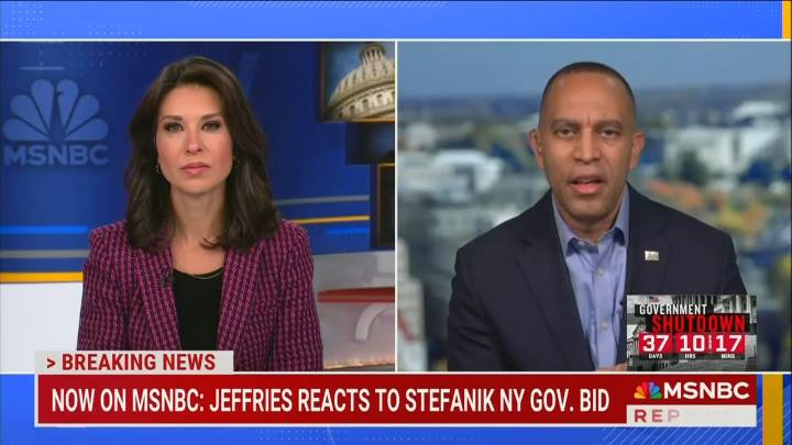 Jeffries Slams Stefanik as ‘Handmaiden for Trump After She Announces NY Gov Bid