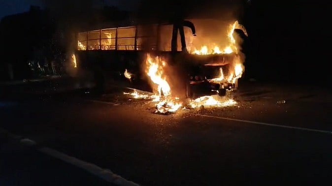 MP News: Bus Turns Into Fireball After Collision In Datia; Man Dies, Wife Critically Injured