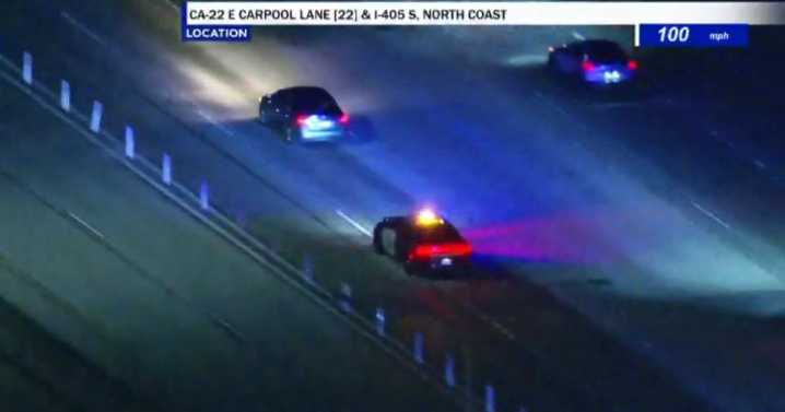 CHP officers in pursuit of speeding suspect in Orange County