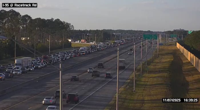 Traffic Alert: Major backups on I-95 South after car fire near Race Track Road