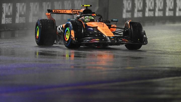 Las Vegas Grand Prix: Norris masters treacherous wet conditions to claim third consecutive F1 pole position