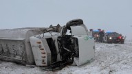 Slick roads cause semi pile-up near Moorhead