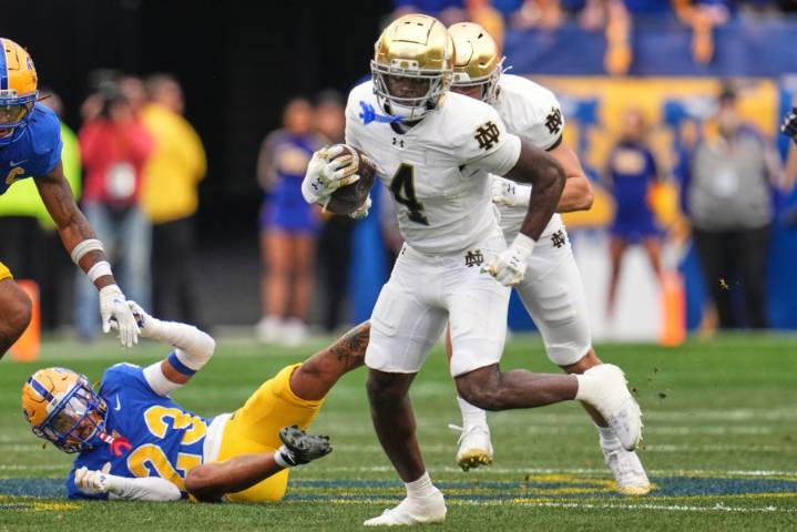 Jeremiyah Love and No. 9 Notre Dame overwhelm No. 23 Pittsburgh in 37