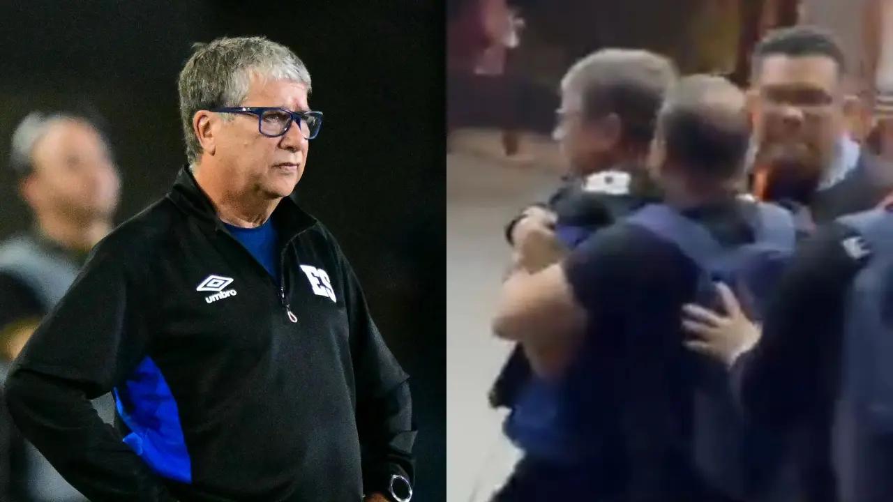 Hernán 'Bolillo' Gómez, a los empujones con hincha, tras eliminación de El Salvador