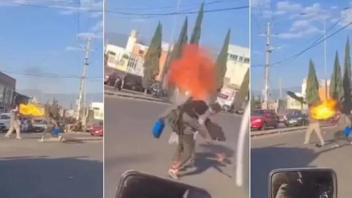 VIDEO: pelea entre limpiaparabrisas y cortafuegos frena tráfico en EdoMex