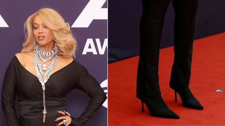 Tyra Banks Steps Out in Pointed Sock Boots at 2025 ARIA Awards