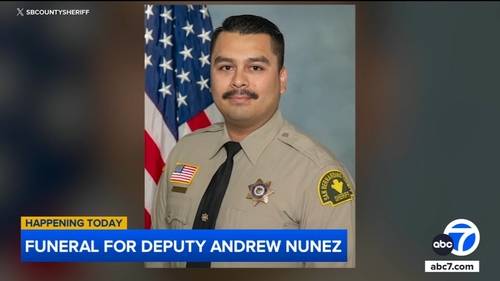 Deputy Andrew Nunez killed: Funeral services to be held today for San Bernardino County deputy shot before chase: WATCH LIVE