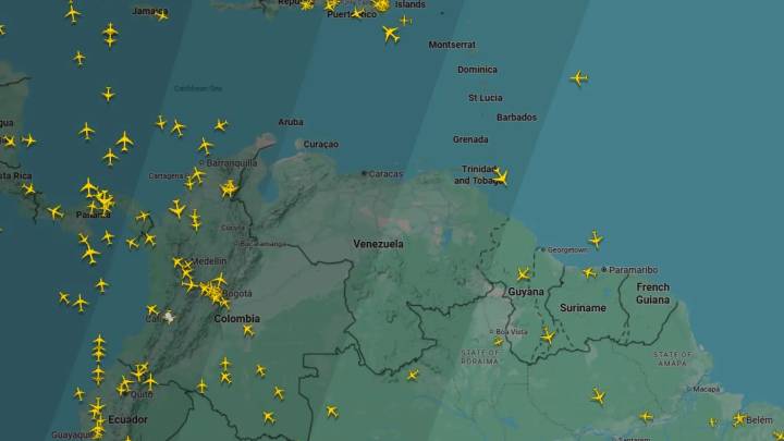 El espacio aéreo de Venezuela, sin rastro de aviones tras la cancelación de Iberia y otras aerolíneas por la alerta de EE UU