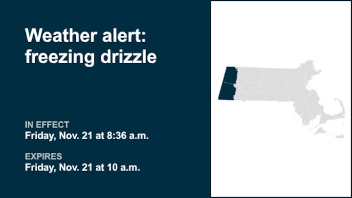 Weather alert issued for freezing drizzle in Berkshire County Friday morning