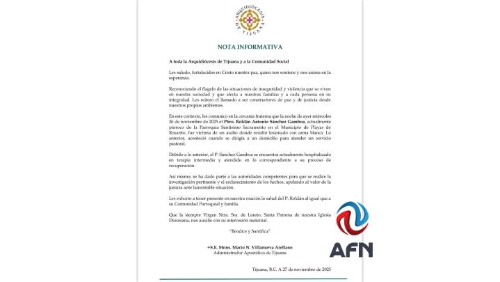 Párroco de Rosarito fue lesionado con arma blanca durante un asalto